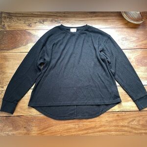 PST Project Social T Women’s Black Waffleknit V-Neck Thermal Top Size Medium